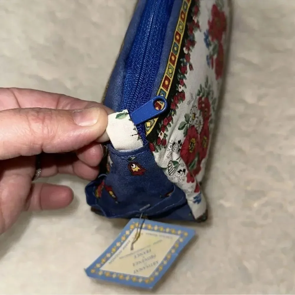 MARAT D’AVIGNON Floral Red White Blue French Artisan Cosmetic Toiletry Bag